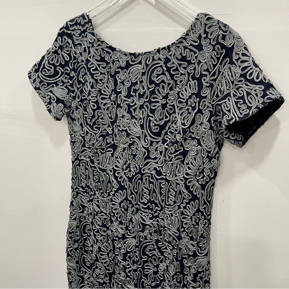 JS Collections Embroidered Sheath Dress Size 10 Blue - Picture 5 of 9